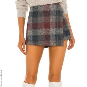 Free People Plaid Skirt in Red and Gray